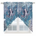 thumbnail image 1 of Purple Octopus Coastal Swag Valances for Windows, Kitchen Curtains 36 Inch Length 2 Panels Set, Summer Beach Seahorse Jellyfish Coral Short Curtains for Small Windows Rod Pocket Cafe Curtains 28"x36", 1 of 8