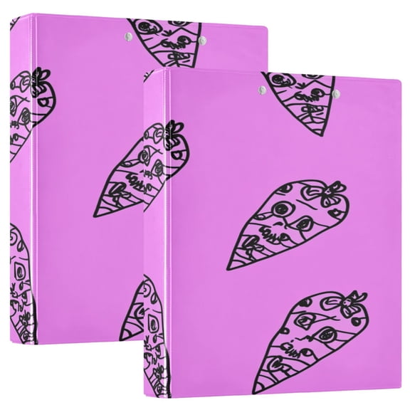 Purple Odd Carrot 12.4x10.6in PVC Round Ring Binder, D-Ring 3-Hole, Metal Clip, 200 Sheets