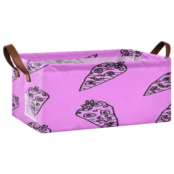 Purple Odd Carrot Open Home Storage Bins Foldable Metal Frame Shelf Baskets 16.9x11.4x7.7in Water-Resistant