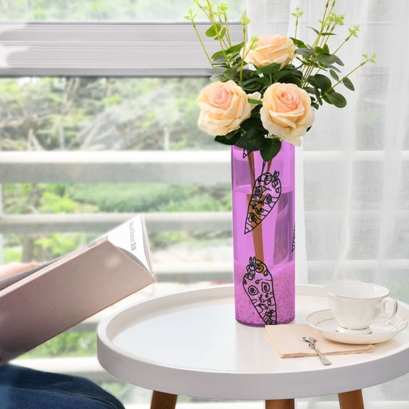 Purple Odd Carrot Plastic Vase 11.8'' x 3.9'' Transparent Non Breakable Decorative for Family