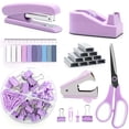 thumbnail image 1 of Purple Office Supplies Set & Desk Organizer Kit,Desk Accessories, Stapler and Tape Dispenser Set for Women with Stapler, Tape Dispenser, Staple Remover, Staples, Clips, Scissor and Tabs, 1 of 7