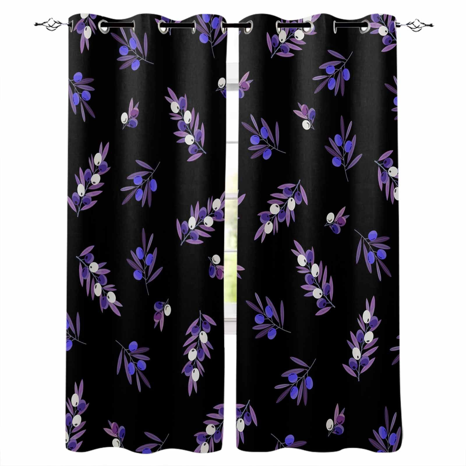 Purple Olive Fruits Blackout Curtains 45 Inches Long, Kitchen Black Out ...