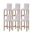 thumbnail image 1 of Purple Olive Leaves Bar Stool Covers Set of 6, Spring Pastoral Branches Plants Beige Stretch Bar Chair Covers with Backs, Removable Pub Counter Height Chair Cover for Kitchen Dining Room Cafe, 1 of 7