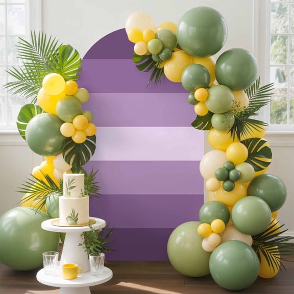 Purple Ombre Arch Backdrop Cover, 4FT, Stripe Spandex Arch Covers Double-Sided Backdrop for Wedding Birthday Party Photo Background Decoration