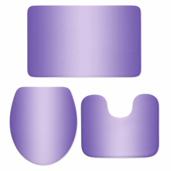 Purple Ombre Bath Mat 3 Piece Bathroom Rug Set, Modern Gradient Abstract Art Non Slip Bath Rug Contour Mat and Toilet Lid Cover, Absorbent Shower Mats Soft Bath Rugs and Mats Sets