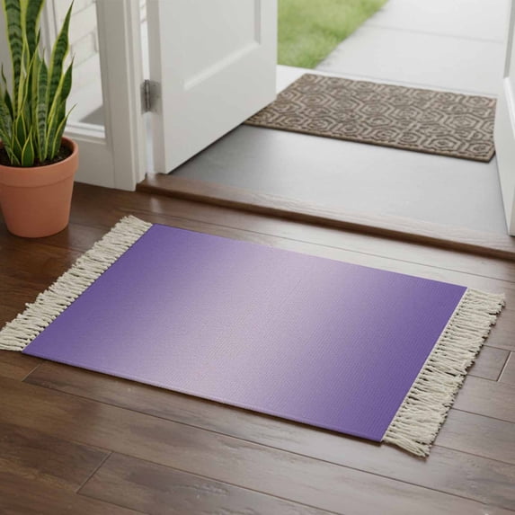 Purple Ombre Bathroom Rug 2'x3', Modern Gradient Abstract Art Low Profile Front Entryway Rug with Tassels, Woven Cotton Washable Kitchen Mat Carpet for Foyer Bedroom Back Door Decor