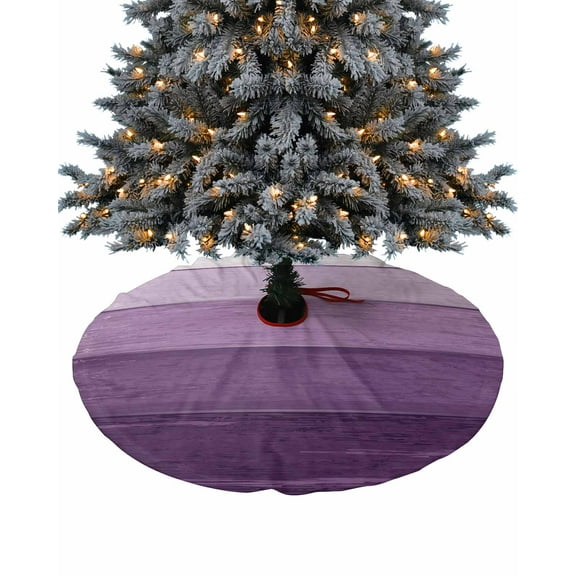 Purple Ombre Christmas Tree Skirt 36 Inches Large Christmas Skirt Tree, Farmhouse Retro Rustic Wood Stripes Tree Skirt Christmas Decorations for Fireplace Party Holidays Indoor Outdoor