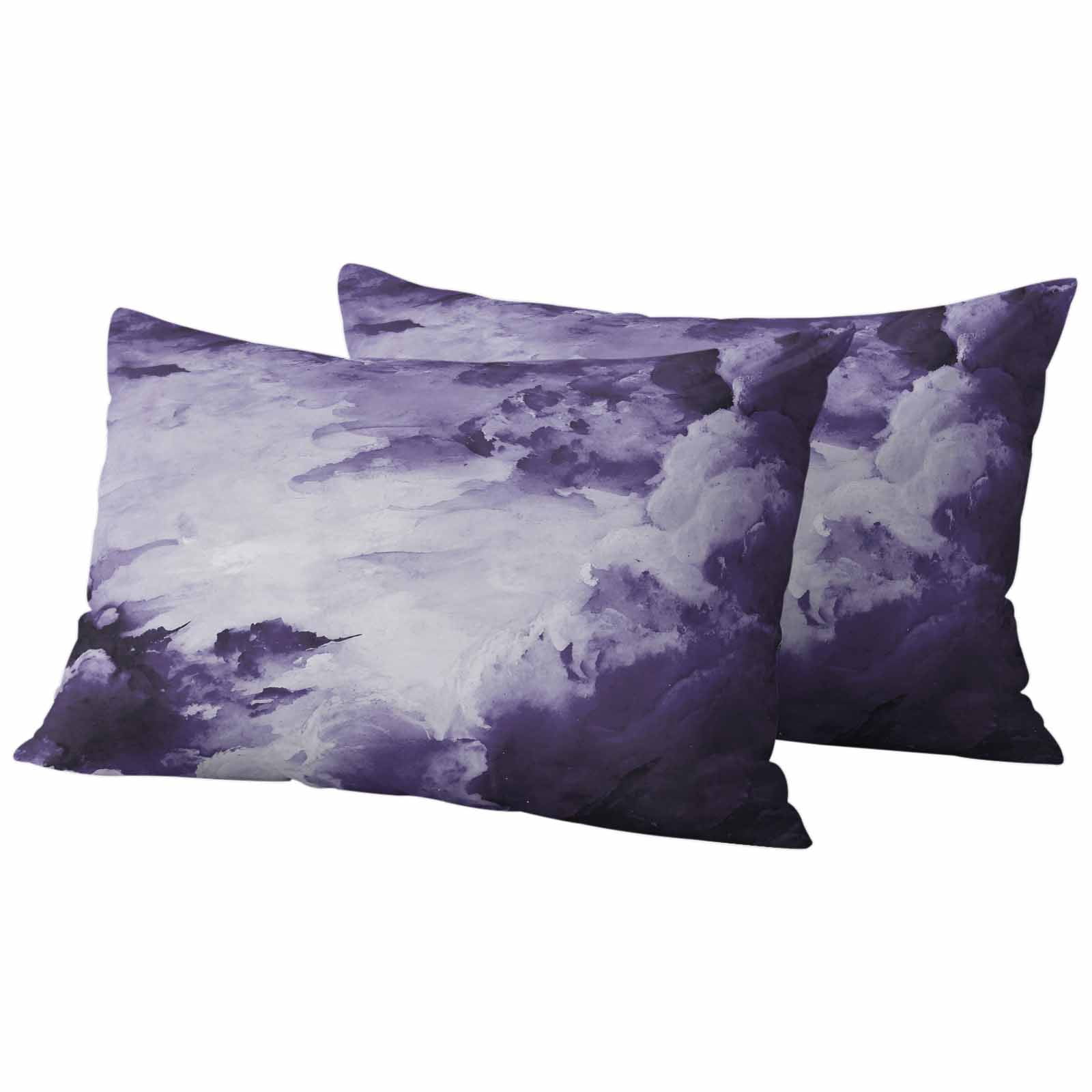 Purple Ombre Clouds Outdoor Waterproof Pillow Covers, Modern Abstract Art Gradient Cloud Decorative Rectangle Throw Pillowcase Sofa Cushion Sham for Patio/Couch/Chair, 20"x12" 2 Pack