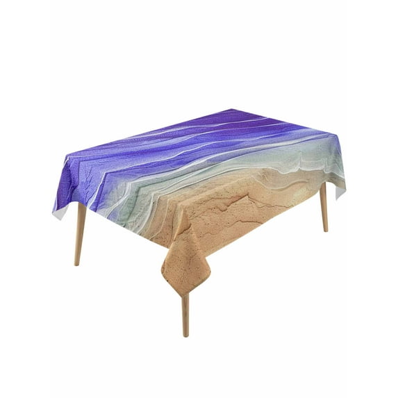 Purple Ombre Coastal Table Cloth, Summer Nautical Beach Ocean Seaside Waterproof Tablecloth for Rectangle Tables, Reusable Washable Fabric Table Cover for Restaurant Kitchen Dining Tables 54"x108"