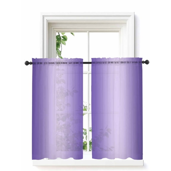 Purple Ombre Curtains 45 Inch Length, Sheer Curtains for Bedroom Living Room Window Modern Gradient Abstract Art Rod Pocket Voile Drapes Kitchen Curtains Small Half Window 42"x45" 2 Panels
