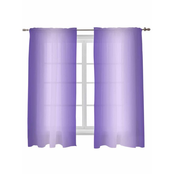 Purple Ombre Curtains 63 Inch Length, Sheer Curtains for Bedroom Living Room Window Modern Gradient Abstract Art Rod Pocket Voile Drapes Kitchen Curtains Small Half Window 42"x63" 2 Panels