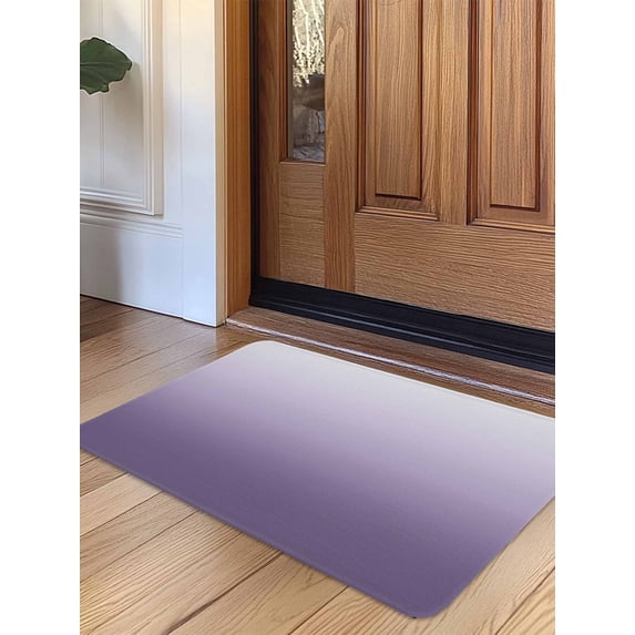 Purple Ombre Door Mat Indoor Outdoor Entrance, Non Slip Small Rug for Kitchen Bathroom Entryway Rug, White Gradient Modern Abstract Art Washable Doormat Floor Mat 18x30 Inch