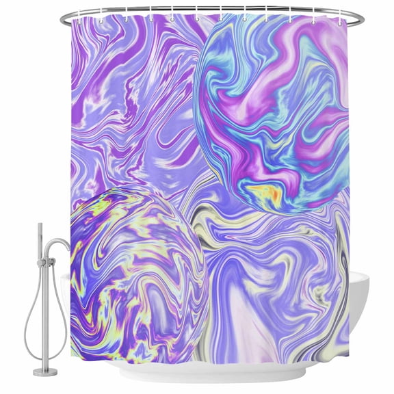 Purple Ombre Fabric Shower Curtain Colorful Abstract Fluid Washable Shower Curtains for Bathroom, Waterproof Bath Curtain with Hooks Home Decor 72x72in