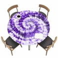 thumbnail image 1 of Purple Ombre Fitted Tablecloth with Elastic Edged, Round Table Cloth for Dining Table, Modern Abstract Tie Dye Painting Art Waterproof Oil Proof Table Cover for Indoor Outdoor 55"-60", 1 of 8