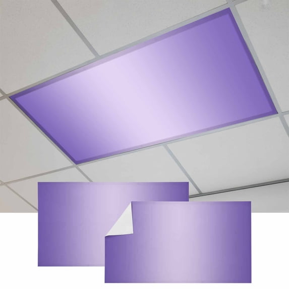 Purple Ombre Fluorescent Light Covers, Modern Gradient Abstract Art Magnetic Light Covers for Ceiling Lights, Fluorescent Ceiling Shade Filters for Classroom Bedroom Office 4x2Ft x 2PCS