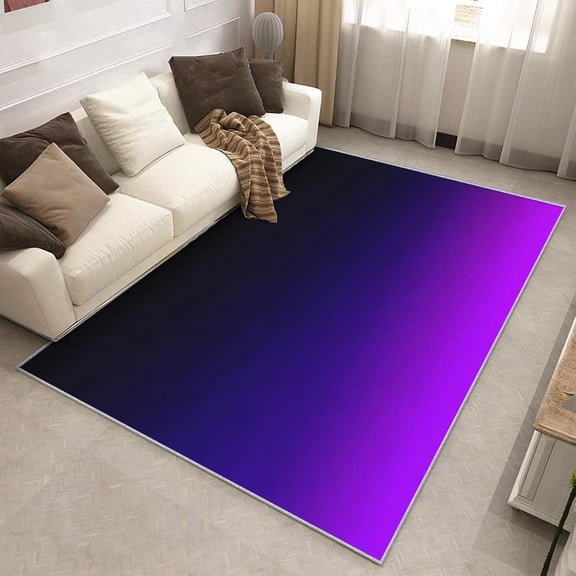 Purple Ombre Gradient Area Rug, Black Purple Fade Design Indoor Carpet, Washable Non Slip Low Pile Soft Thin Rug for Living Room Bedroom Home Decor Mat 2x3ft