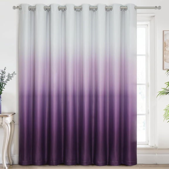 Purple Ombre Gradient Blackout Curtains, Room Darkening Thermal Insulated Grommet Drapes, 1 Panel, 100" x 84"