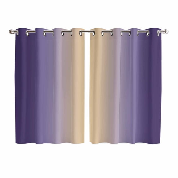 Purple Ombre Kitchen Curtains Window Panels, Modern Yellow Gradient Farmhouse Art Insulated Window Treatment Curtain, Grommet Curtains for Bedroom/Living Room/Bathroom, 2 Piece 52"Wx63"L