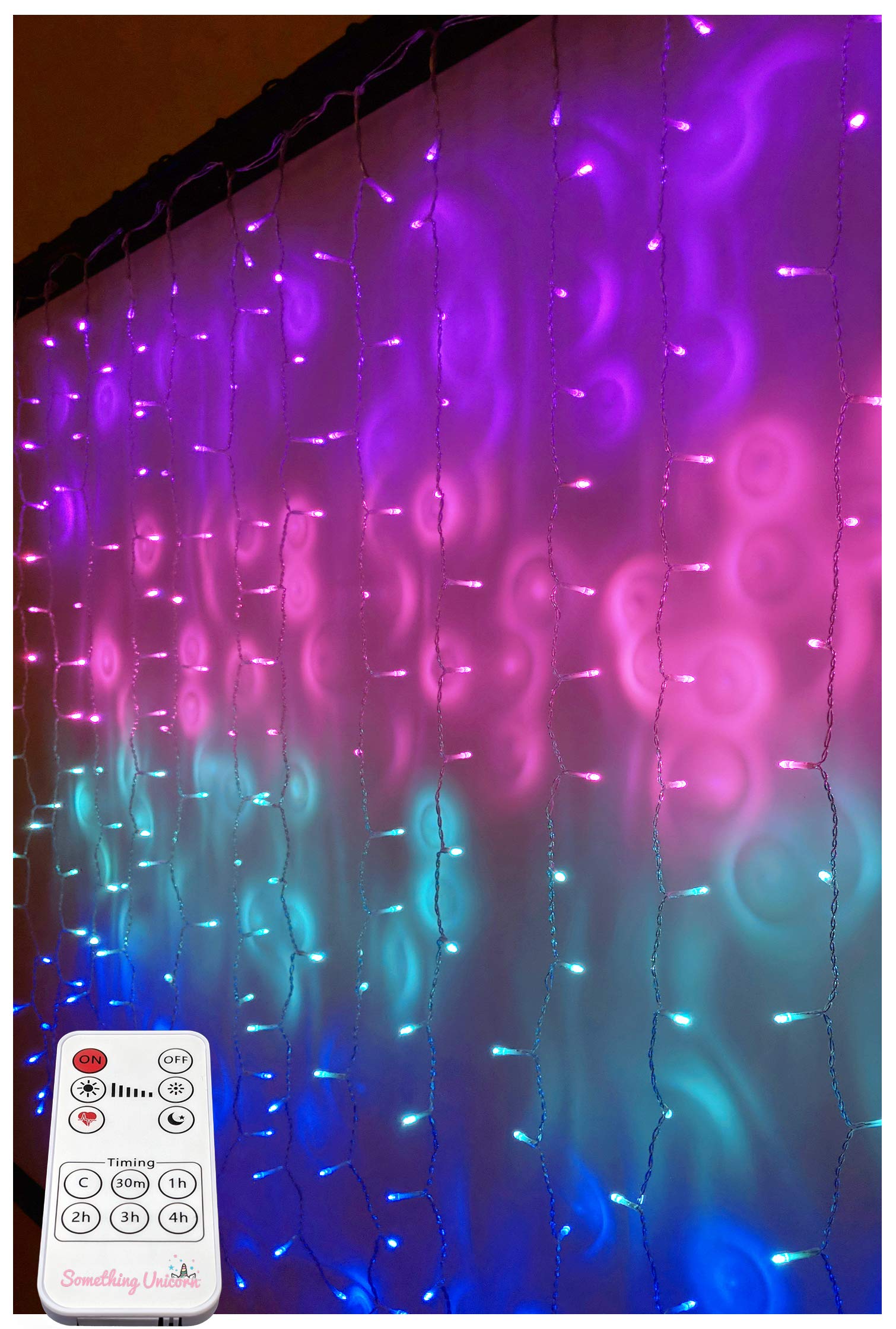 Purple Ombre LED String Curtain Lights with Remote Perfect for Teen