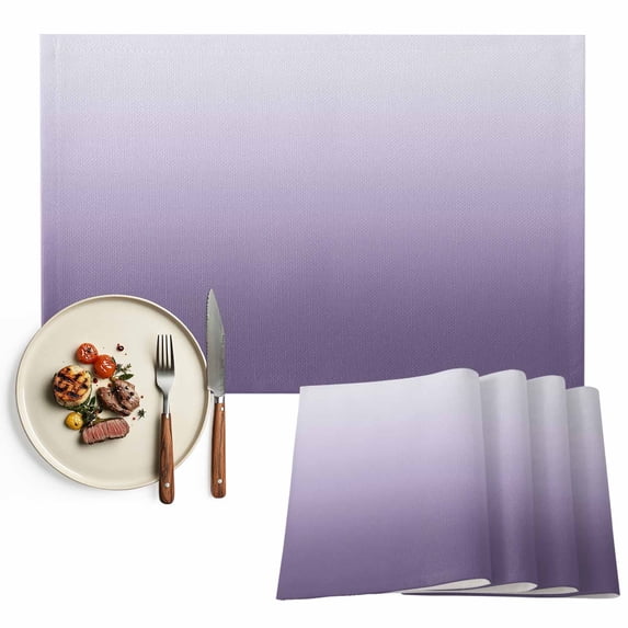 Purple Ombre Placemats Set of 4, White Gradient Modern Abstract Art Washable Wipeable Table Mats for Dining Tables, Indoor Outdoor Kitchen Place Mats for Holiday Party Table Decor
