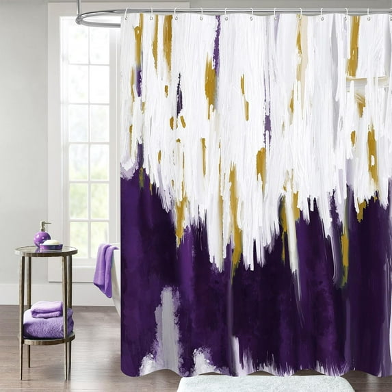 Purple Ombre Shower Curtain, Graffiti Fabric Shower Curtains for Modern Abstract Bathroom Decor, Brush Strokes Oil Painting Design, Watercolor, 72 x 72