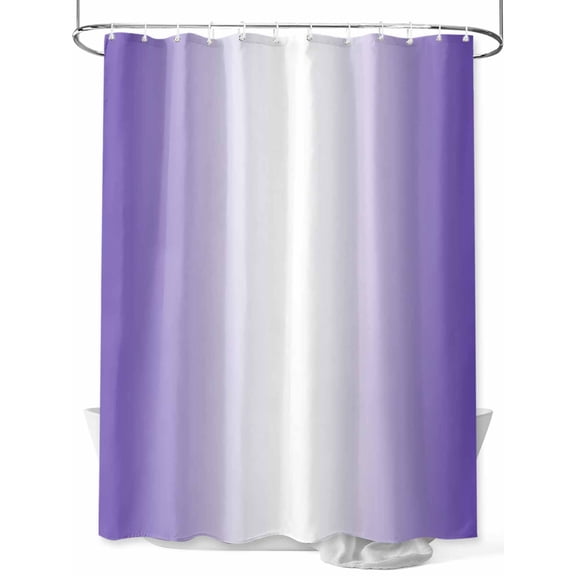 Purple Ombre Standard Shower Curtain Set, Waterproof Shower Curtains for Bathroom, Purple White Gradient Modern Abstract Art Washable Fabric Cloth Bath Curtain for Bathtub with Hooks 72x72 Inches