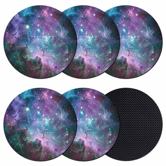 Purple Ombre Starry Night Coasters Set of 6, Absorbent Coasters for Drinks, Modern Abstract Art Coaster for Desk Coffee Table Protection, Home Decor House Warming Gifts 4"