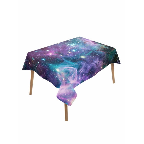 Purple Ombre Starry Night Table Cloth, Waterproof Tablecloth for Rectangle Tables, Modern Abstract Art Reusable Washable Fabric Table Cover for Restaurant Kitchen Dining Tables 60"x102"