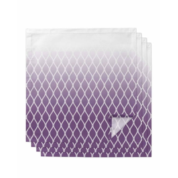Purple Ombre Stripe Cloth Napkins Set of 4 Reusable Dinner Napkins, Modern Abstract Art Gradient Striped Cocktail Napkin Washable Table Napkins for Wedding/Holiday Party/Baby Shower 20"x20"
