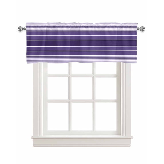 Purple Ombre Stripe Kitchen Valances for Windows Farmhouse Linen Window Valance Curtain for Living Room Window Treatment Farmhouse Striped Gradient Valance Rod Pocket Topper Drape, 60 x 18 Inch