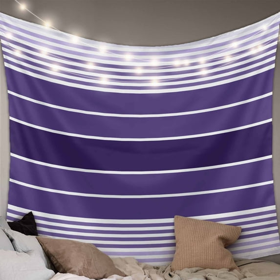 Purple Ombre Stripe Large Tapestry for Bedroom Wall Hanging Tapestry, Farmhouse Striped Gradient Ceiling Backdrop Tapestries Poster Blanket Wall Decor for Teens Room Living Room Dorm 85" x 90"