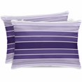 thumbnail image 1 of Purple Ombre Stripe Pillow Cases Standard Size Set of 2, Smooth Satin Pillowcase for Hair and Skin, Farmhouse Striped Gradient Decorative Cooling Bed Pillow Covers with Zipper, 20x26 Inches, 1 of 5