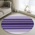 thumbnail image 1 of Purple Ombre Stripe Round Area Rug 4 FT, Non Slip Indoor Outdoor Rug, Farmhouse Striped Gradient Washable Soft Circular Carpet Non-Shedding Floor Mat for Coffee Table Nursery Foyer Balcony, 1 of 8