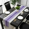thumbnail image 1 of Purple Ombre Stripes Cotton Linen Table Runner 13 x 70 inch Minimalist Gradient Lines Texture Non-slip Rectangular Dining Table Decor for Wedding Party Holiday Dinner, 1 of 8