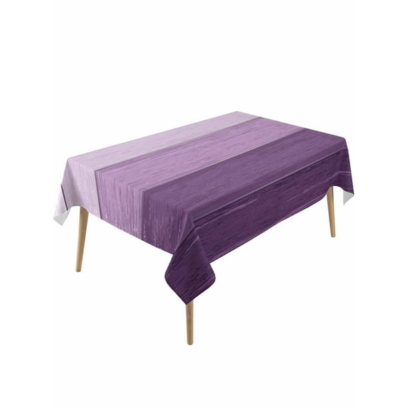 Purple Ombre Table Cloth, Farmhouse Vintage Wooden Striped Waterproof Tablecloth for Rectangle Tables, Reusable Washable Fabric Table Cover for Restaurant Kitchen Dining Tables 60"x120"