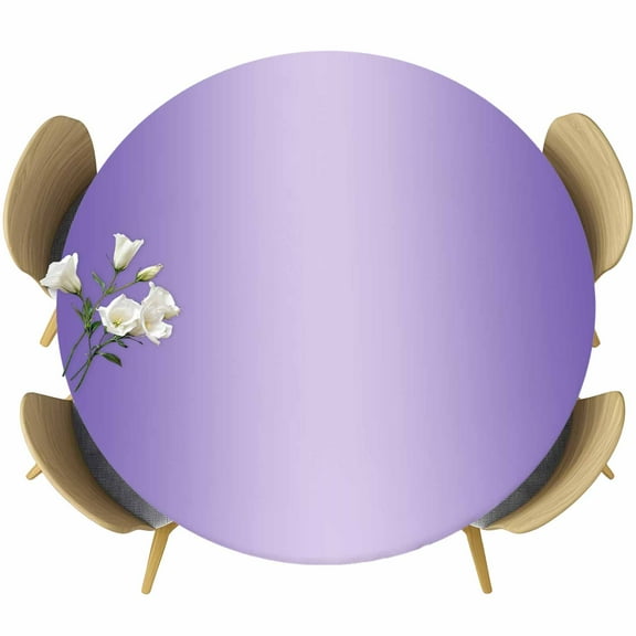 Purple Ombre Table Cloth, Round Fitted Tablecloths with Elastic Edge, Modern Gradient Abstract Art Wipeable Waterproof Table Cover for Kitchen Wedding 55-60 Inches
