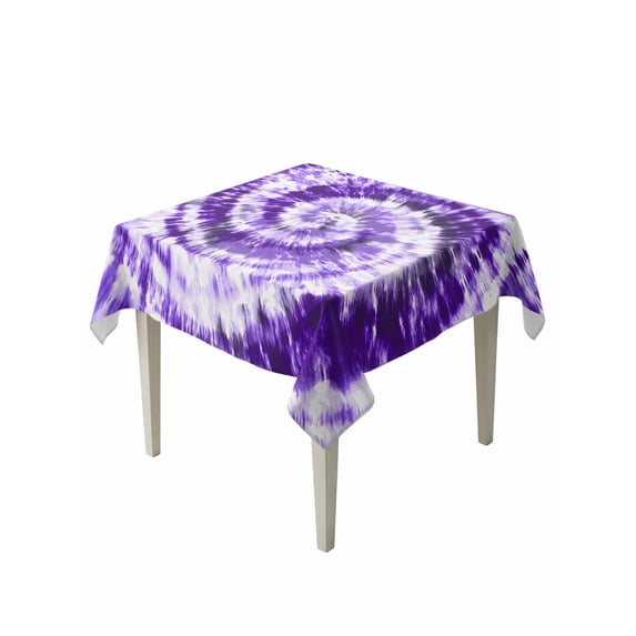 Purple Ombre Table Cloth, Waterproof Tablecloth for Square Tables, Modern Abstract Tie Dye Painting Art Reusable Washable Fabric Table Cover for Restaurant Kitchen Dining Tables 54"x54"