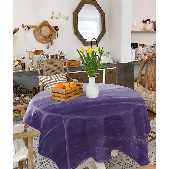 Purple Ombre Tablecloth Square Table Cloth 54x54, Waterproof Tablecloth Outdoor Table Cloth, Modern Abstract Art Ocean Oil Painting Washable Table Cover for Kitchen Dining Party
