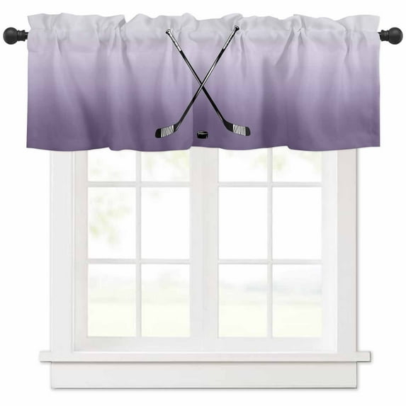 Purple Ombre Valances for Windows Farmhouse Kitchen Curtains Valances Rod Pocket Valance Curtains for Kitchen Windows Black Hockey Sticks Minimalist Style Window Valances for Bathroom Bedroom 42"x18"