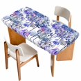 thumbnail image 1 of Purple Onion Flowers Table Cloths for 6 Foot Rectangle Tables, Spring Floral Dandelion Botanical Patio Waterproof Elastic Fitted Tablecloths, Washable Rectangular Table Cover for Camping, 1 of 8