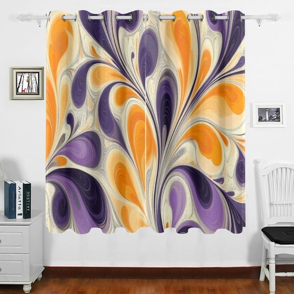Purple Orange Abstract Art Blackout Curtains for Living Room Bedroom 55W x 63L Insulated Window Drapes 2 Panels