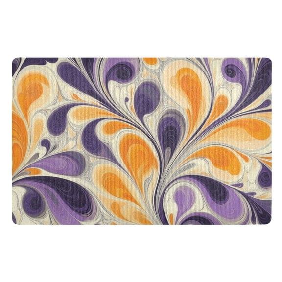 Purple Orange Abstract Art Floor Door Mat Outdoor Indoor for Home Entrance Welcome Mats 32"x20"