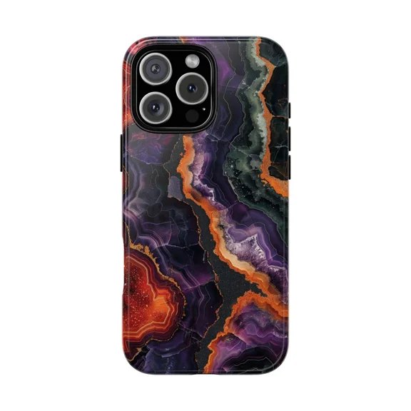 Purple Orange Amethyst Geode Crystal Case for iPhone 17 to 11 Pro Max