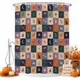 thumbnail image 1 of Purple Orange Blue Plaid Shower Curtain, Waterproof Shower Curtains for Bathroom, Moon Floral Cat Checked Washable Fabric Bathtub Curtain Set Bath Decor with 12 Hooks Stall 36"x72", 1 of 8