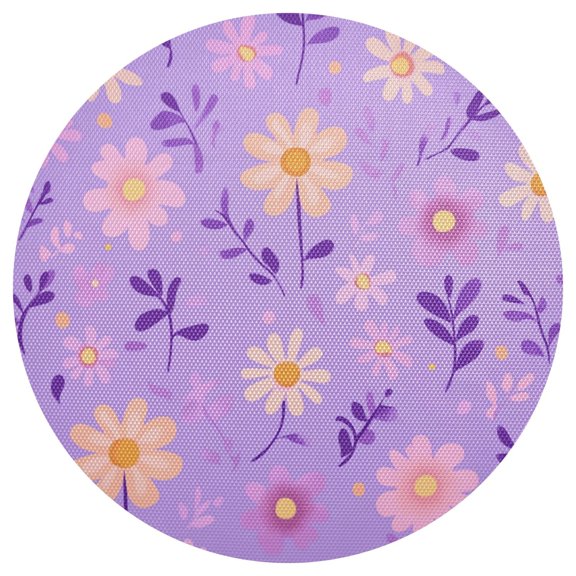 Purple Orange Daisies Flowers Leaves PVC Round Grid Placemat Table Mat 1 Pc 15.4" x 15.4"