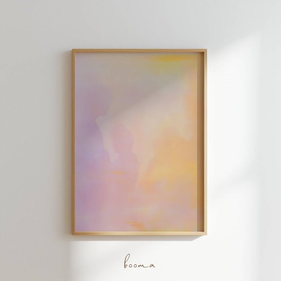 Purple Orange Gradient Wall Art Abstract Contemporary Scandinavian Living Room Decor, Stretched Canvas 16x20in