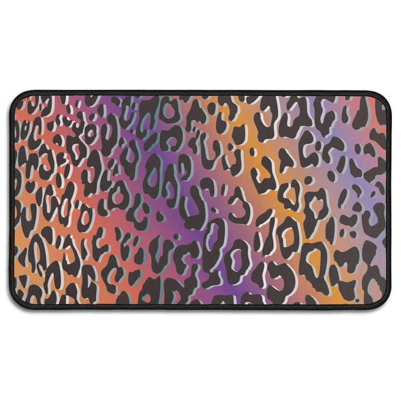 Purple and Orange Of Leopard Print Door Rugs,Washable Non Slip Door Mats Indoor,Decorative Door Mats,Entry Mat Indoor for Entrance,Bedroom,Kitchen,Bathroom,30"x17"