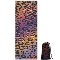 Purple and Orange Of Leopard Print Hot Yoga Mat Towel Non Slip for Hot Yoga - Quick-Drying Yoga Mat Cover with 4 Corner Pockets with Travel Bag - Hot Yoga Towel Non Slip 70"x26"