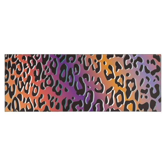 Purple and Orange Of Leopard Print Kitchen Rug Mat,Kitchen Runner Rugs Non Skid Washable,Decorative Kitchen Floor Mats for Kitchen,Sink,Laundry,17"X47"