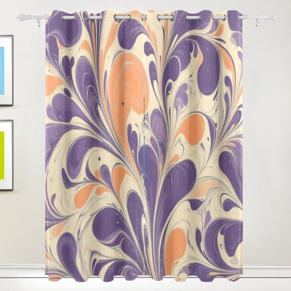 Purple Orange Line Art Blackout Curtains for Living Room Bedroom 55W x 72/84L Insulated Window Drapes 2 Panels